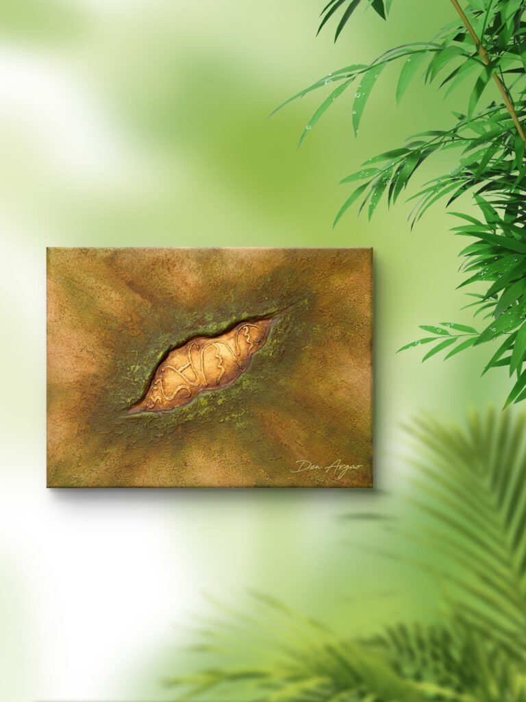 Title: Kayamanan by Den Argao

Textured acrylic artwork by Den Argao, inspired by Baybayin - the ancient Filipino script. This piece represents Filipino culture, heritage, and identity through thick layered textures that resemble ancient writing on stone. A modern Filipino artwork celebrating Pinoy pride and the revival of our ancestral script.